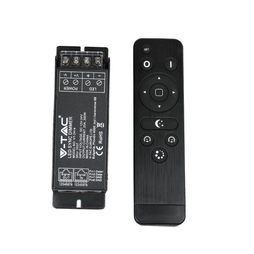 Variateur LED avec télécommande RF, 25A - 12V/24V, synchronisable, fonction mémoire, IP20