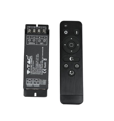 Variateur LED avec télécommande RF, 25A - 12V/24V, synchronisable, fonction mémoire, IP20