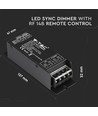 Variateur LED avec télécommande RF, 25A - 12V/24V, synchronisable, fonction mémoire, IP20