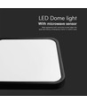 Plafonnier LED 30W avec détecteur - IP44, 42x42cm, bord noir, capteur micro-ondes intégré, 4000K