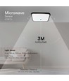 Plafonnier LED 30W avec détecteur - IP44, 42x42cm, bord noir, capteur micro-ondes intégré, 4000K