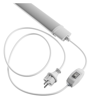 Réglette LED 120cm 36W avec fiche et interrupteur - IP65, câble 2m + fiche, marche/arrêt