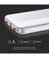 Powerbank 10000mAh, 22.5W - Ultra slim, aluminium, blanc, fast charger