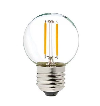 Ampoule LED E27 2W - G40, filament, verre clair