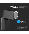 Applique murale GU10 avec tête orientable - IP44 extérieur, noir, aluminium, sans source lumineuse