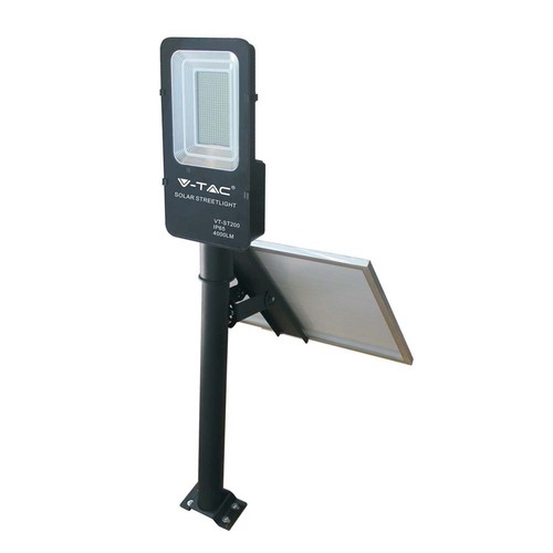 Lampadaire LED Solara 50W avec panneau solaire - 4000lm, IP65, 4000K, avec télécommande et batterie