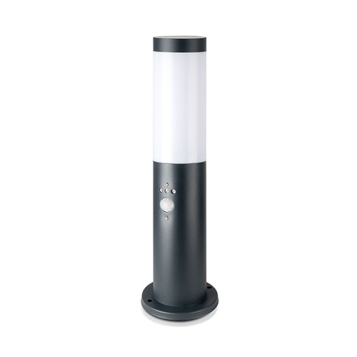 Lampadaire avec détecteur PIR E27 - Boîtier en acier inoxydable (45 cm), Gris, IP44