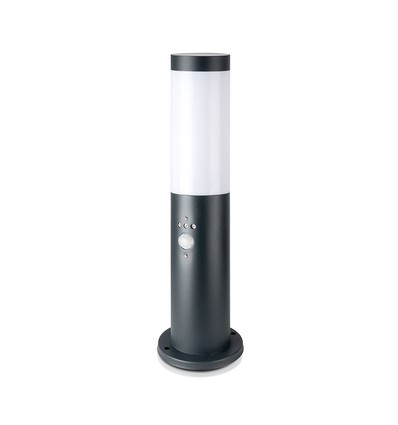 Lampadaire avec détecteur PIR E27 - Boîtier en acier inoxydable (45 cm), Gris, IP44