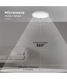 Plafonnier LED 24W avec détecteur - Ø29,5cm, IP44, bord blanc, 3000K, capteur micro-ondes intégré