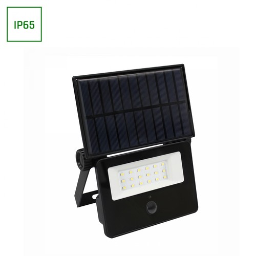 Projecteur LED solaire 10W avec détecteur - IP65, capteur PIR, panneau solaire amovible, extérieur