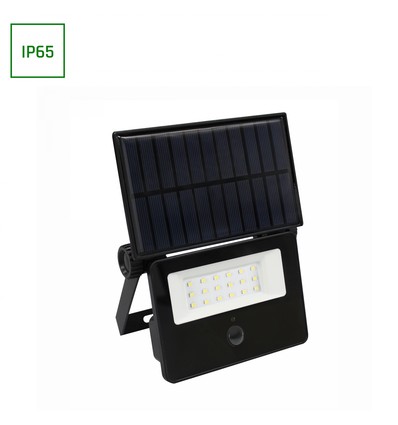 Projecteur LED solaire 10W avec détecteur - IP65, capteur PIR, panneau solaire amovible, extérieur