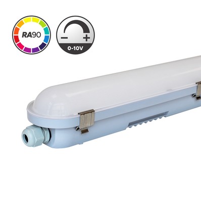 Réglette 120cm 40W 0-10V HiCRI, câblage traversant - IP65, RA90, sans scintillement