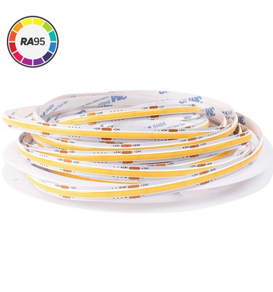 Ruban LED COB 5m 4W/m sans points RA95 - 24V DC, 3000K, IP20, 320 LED/m, 5 ans de garantie