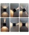 Applique solaire avec effet lumineux réglable - IP54, noir, rotative, carrée, capteur crépusculaire