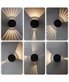 Applique solaire - IP54, ronde, noire, rotative, capteur crépusculaire