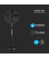 Ventilateur en acier 55W - avec pied rond de 410 mm, 4 boutons, 5 pales (16 pouces)