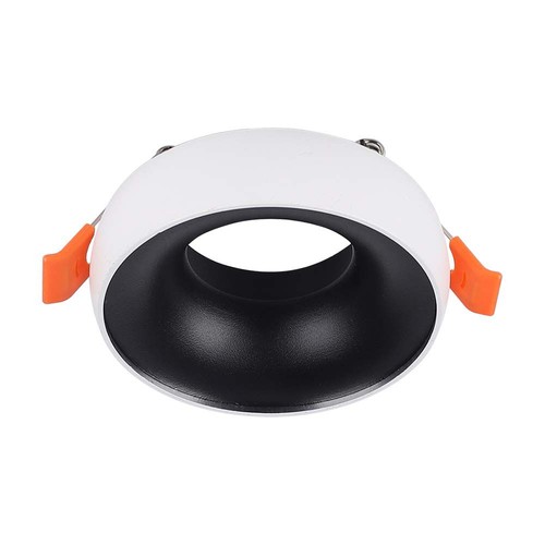 Downlight GU10 encastrable - Rond, cadre blanc, réflecteur noir, aluminium, IP20, Trou: Ø6 cm, Dimensions: Ø9,2 cm
