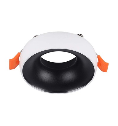 Downlight GU10 encastrable - Rond, cadre blanc, réflecteur noir, aluminium, IP20, Trou: Ø6 cm, Dimensions: Ø9,2 cm