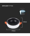 Downlight GU10 encastrable - Rond, cadre blanc, réflecteur noir, aluminium, IP20, Trou: Ø6 cm, Dimensions: Ø9,2 cm