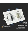 Spot encastrable GU10 double, blanc - IP54, aluminium, perçage : 155x75 mm, dim : 173x91 mm, sans source lumineuse