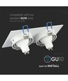 Spot encastrable GU10 double, blanc - IP54, aluminium, perçage : 155x75 mm, dim : 173x91 mm, sans source lumineuse