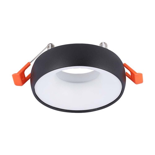 Spot encastrable GU10 - Rond, noir avec réflecteur blanc, aluminium, perçage : Ø6cm, dim : Ø9,2cm