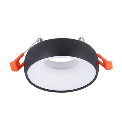 Spot encastrable GU10 - Rond, noir avec réflecteur blanc, aluminium, perçage : Ø6cm, dim : Ø9,2cm