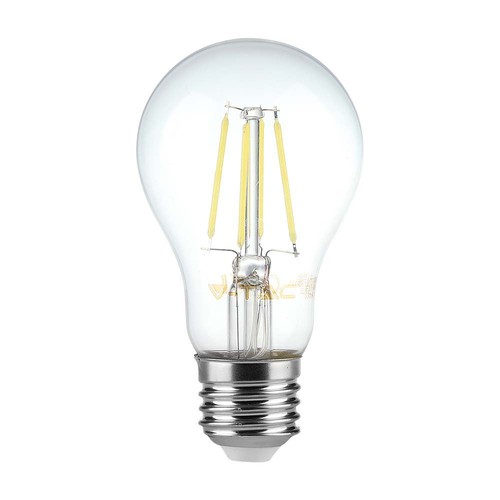 Ampoule LED filament E27 6W - A60, verre clair, 600lm, 3000K