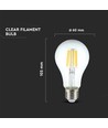 Ampoule LED filament E27 10W - A60, verre clair, 1055lm, 4000K
