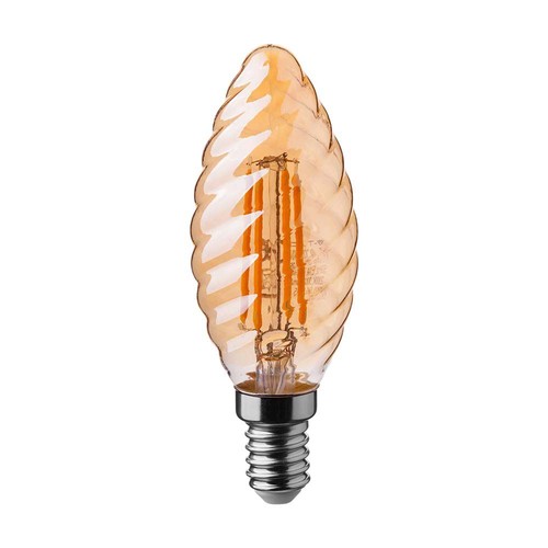 Ampoule LED filament E14 4W flamme - Twist, verre ambré, 2200K, 350lm