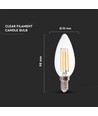 Ampoule LED E14 6W flamme filament - 600lm, verre clair, 4000K