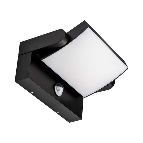 Applique murale LED 17W avec capteur - IP65, noir, capteur PIR, source lumineuse incluse