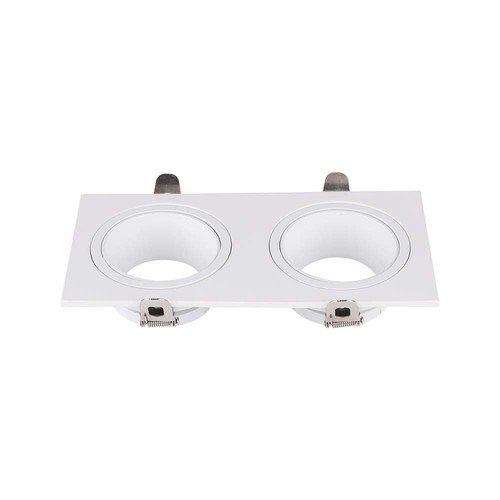 Spot encastrable GU10 rectangulaire double - Blanc, métal et polycarbonate, sans source lumineuse
