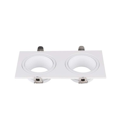 Spot encastrable GU10 rectangulaire double - Blanc, métal et polycarbonate, sans source lumineuse