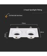 Spot encastrable GU10 rectangulaire double - Blanc, métal et polycarbonate, sans source lumineuse