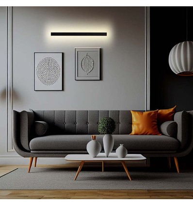 Applique murale extérieure linéaire 141cm 23W - IP65, RA90, noir anthracite, 150° d'angle