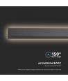 Applique murale extérieure linéaire 141cm 23W - IP65, RA90, noir anthracite, 150° d'angle
