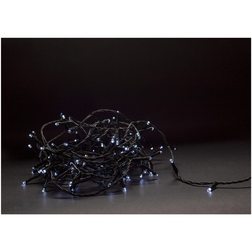 Guirlande lumineuse LED de Noël 5 m, blanc froid - 50 LED, IP44 extérieur, télécommande IR, minuterie, batterie
