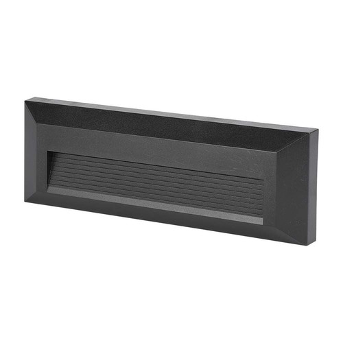 Éclairage d'escalier LED 3W - IP65, noir, rectangulaire, extérieur, 230 x 80 x 28 mm