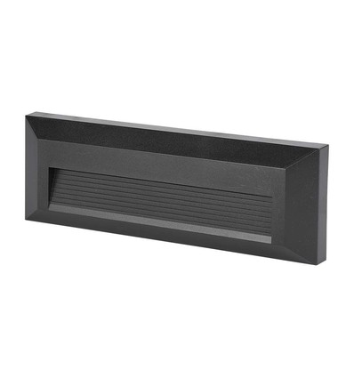 Éclairage d'escalier LED 3W - IP65, noir, rectangulaire, extérieur, 230 x 80 x 28 mm