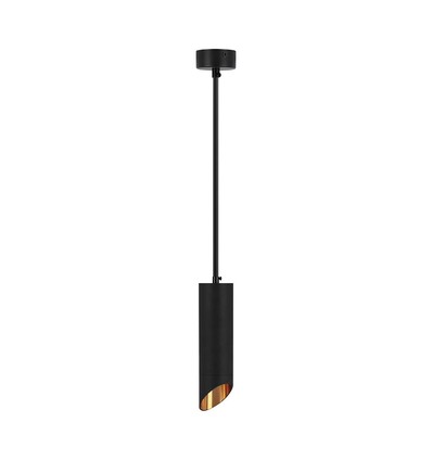 Suspension GU10 en aluminium noir, Ø5,5cm - 30cm de long, IP20 intérieur, sans source lumineuse