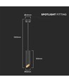 Suspension GU10 en aluminium noir, Ø5,5cm - 30cm de long, IP20 intérieur, sans source lumineuse