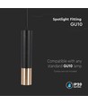 Suspension V-Tac GU10 noir/or - Ø6x30cm, GU10