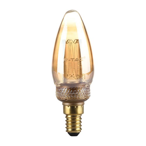 Ampoule LED E14 2W Art Filament Flamme - Verre ambré, 1800K, blanc chaud, 65lm
