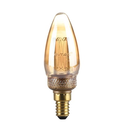 Ampoule LED E14 2W Art Filament Flamme - Verre ambré, 1800K, blanc chaud, 65lm