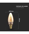 Ampoule LED E14 2W Art Filament Flamme - Verre ambré, 1800K, blanc chaud, 65lm