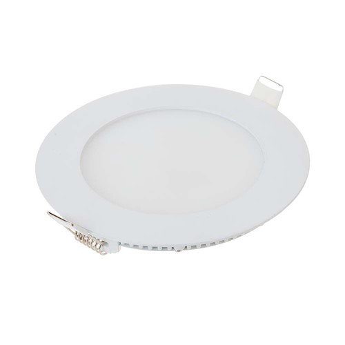 Dalle LED encastrable 6W Ø12cm - Découpe : Ø11 cm, Dimensions : Ø12 cm, bord blanc, source incluse