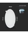 Panneau LED encastrable 12W Ø17cm - 6400K, Coupe : Ø15,5 cm, Dim : Ø17 cm, bord blanc, flicker free