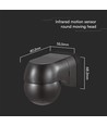 Détecteur mural PIR avec tête orientable, IP44 - 180 degrés, portée 12m, noir, extérieur et intérieur
