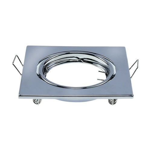 Lot de 2 spots encastrables GU10 - Chrome, carré, perçage : 70x70 mm, dim : 82x82 mm, max 35W
